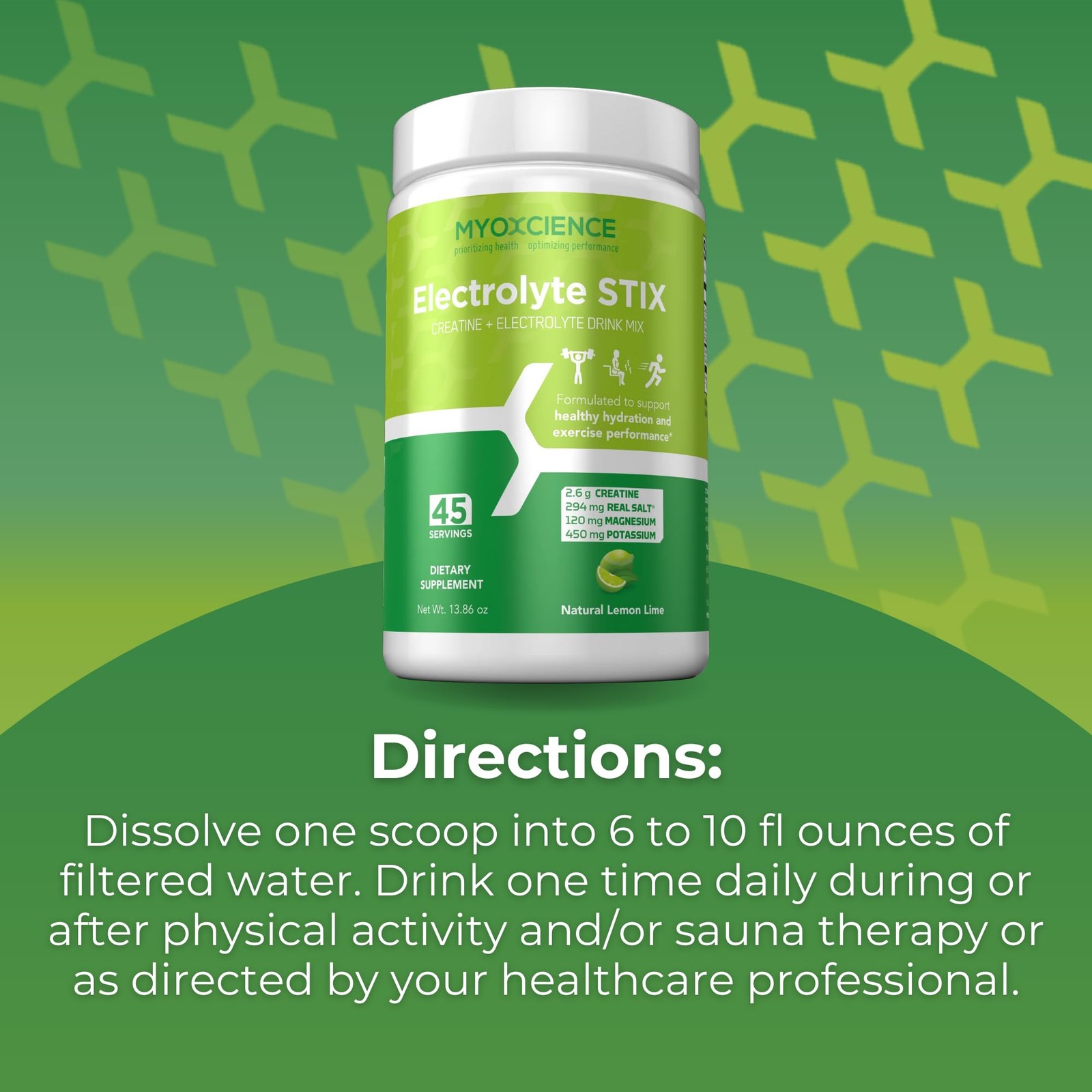 MYOXCIENCE Electrolyte STIX | Creatine Powder | Recovery 45 Count