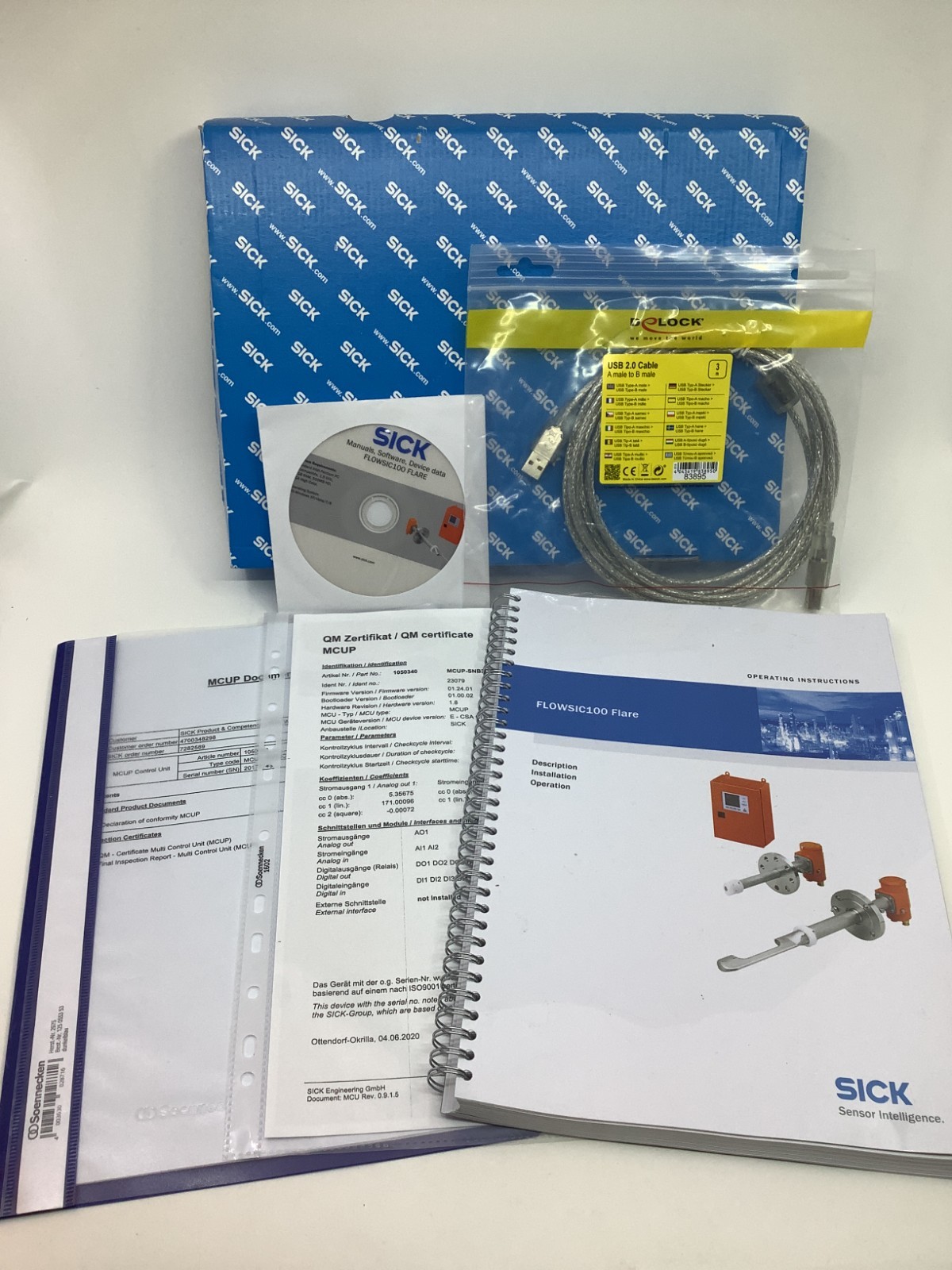 SICK FLOWSIC100 Flare Software CD Instructions QM Certificate USB Cable