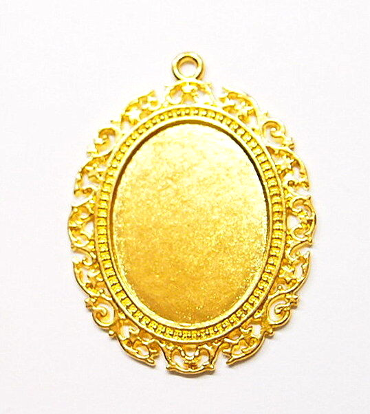4 of 40x30mm Gold Plated Victorian Floral &Stars Scroll Pendant Settings