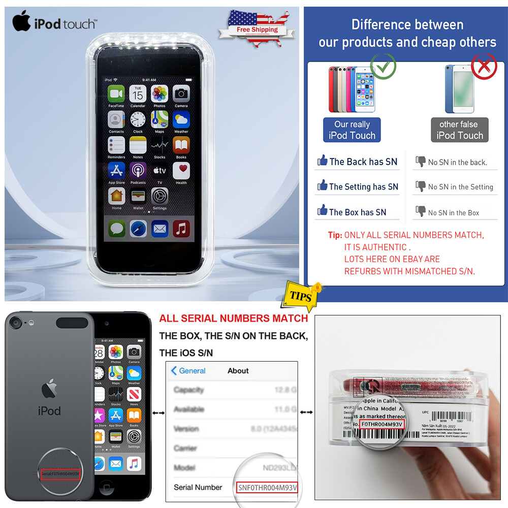 NEW Apple iPod Touch 7th generation 32GB,128GB,256GB Gray Sealed Retail Box lot