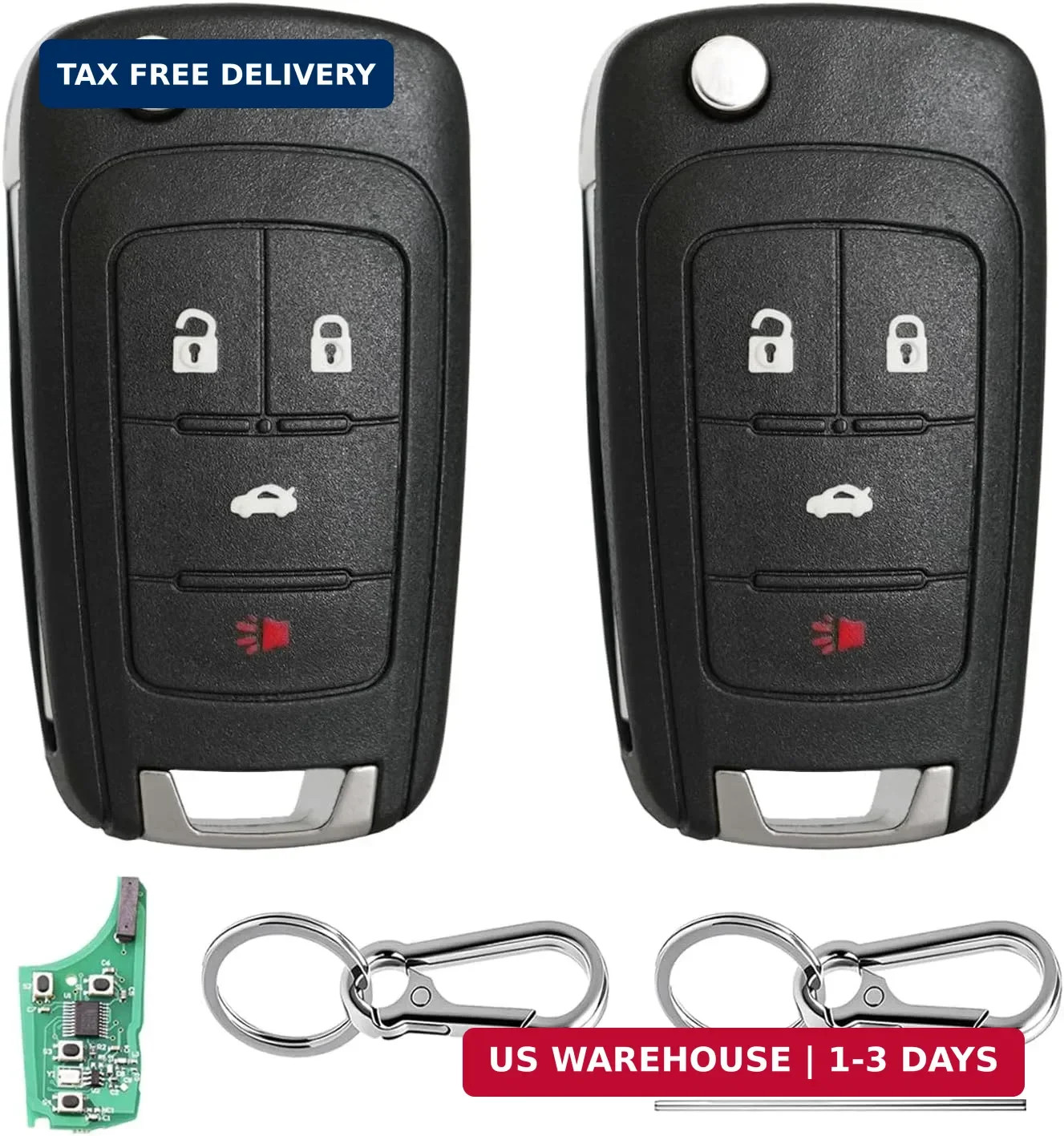 4 Button Keyless Entry Remote Control Flip Key Fob Replacement for Chevy Cruze E