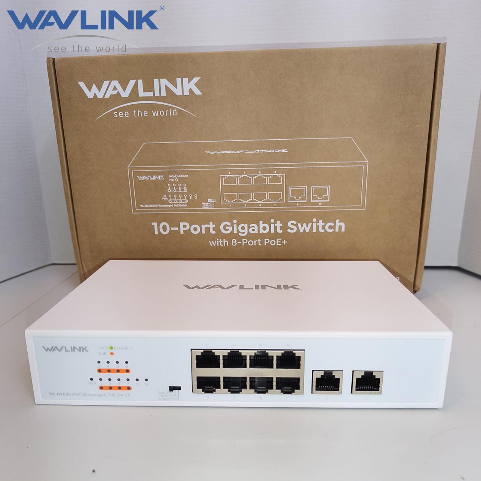 WAVLINK 10-Port Gigabit PoE+ 8 PoE Network Switches Ethernet 120W VLAN/Extend