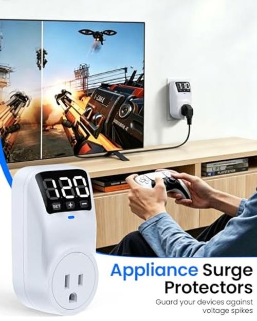 Appliance Surge Protector Voltage Stabilizer Fireproof UL94V-1 Wall 1AC, 2 Pack