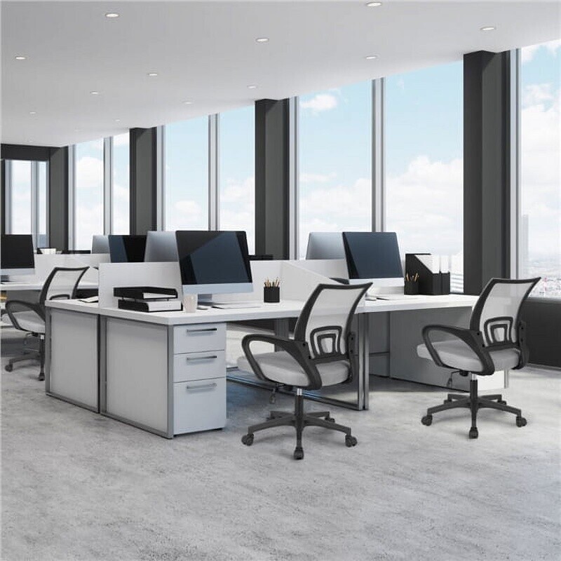 Ergonomic Adjustable Mid Back Mesh Swivel Office Chair with Armrests, Gray