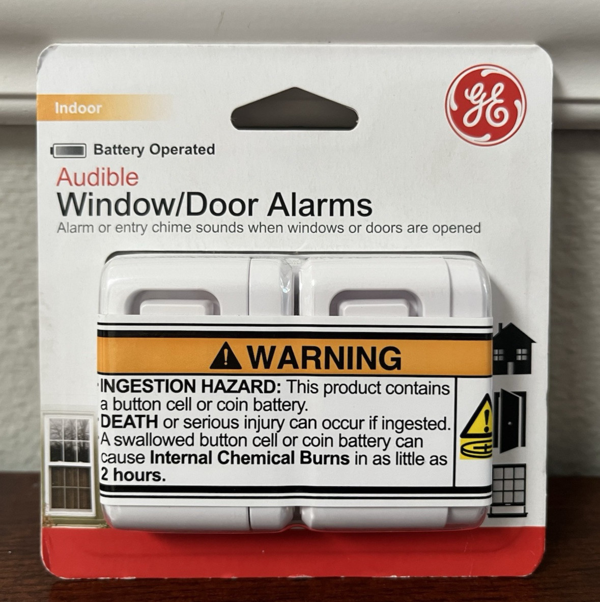 GE Jasco Indoor Security Audible Window/Door Alarms 2-Pack Window Sensor NEW
