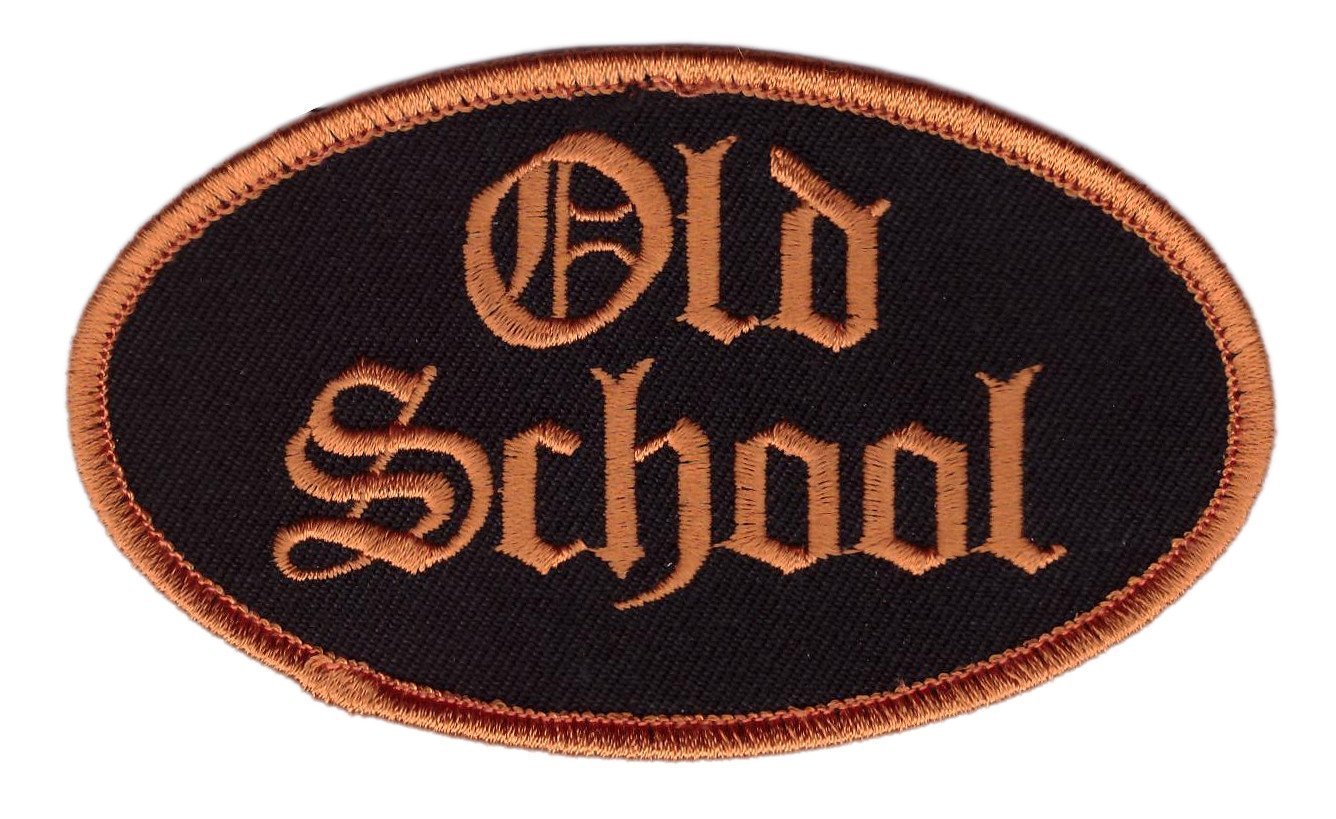 OLD SCHOOL OVAL EMBROIDERED  ORANGE 4 INCH IRON ON MC BIKER PATCH