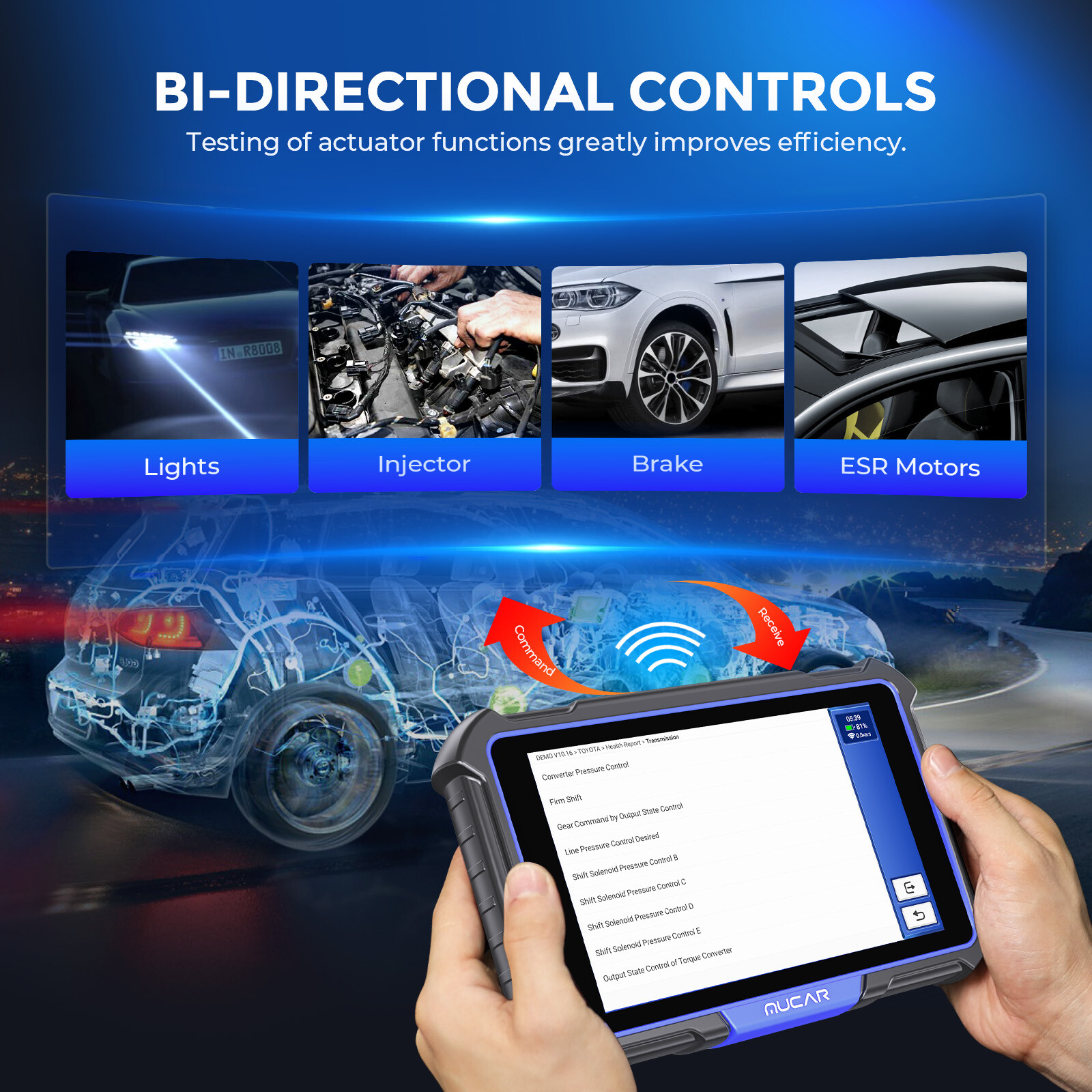 Newest MUCAR VO8 Key All System Diagnostic OBD2 Scanner 34+ Services Action Test