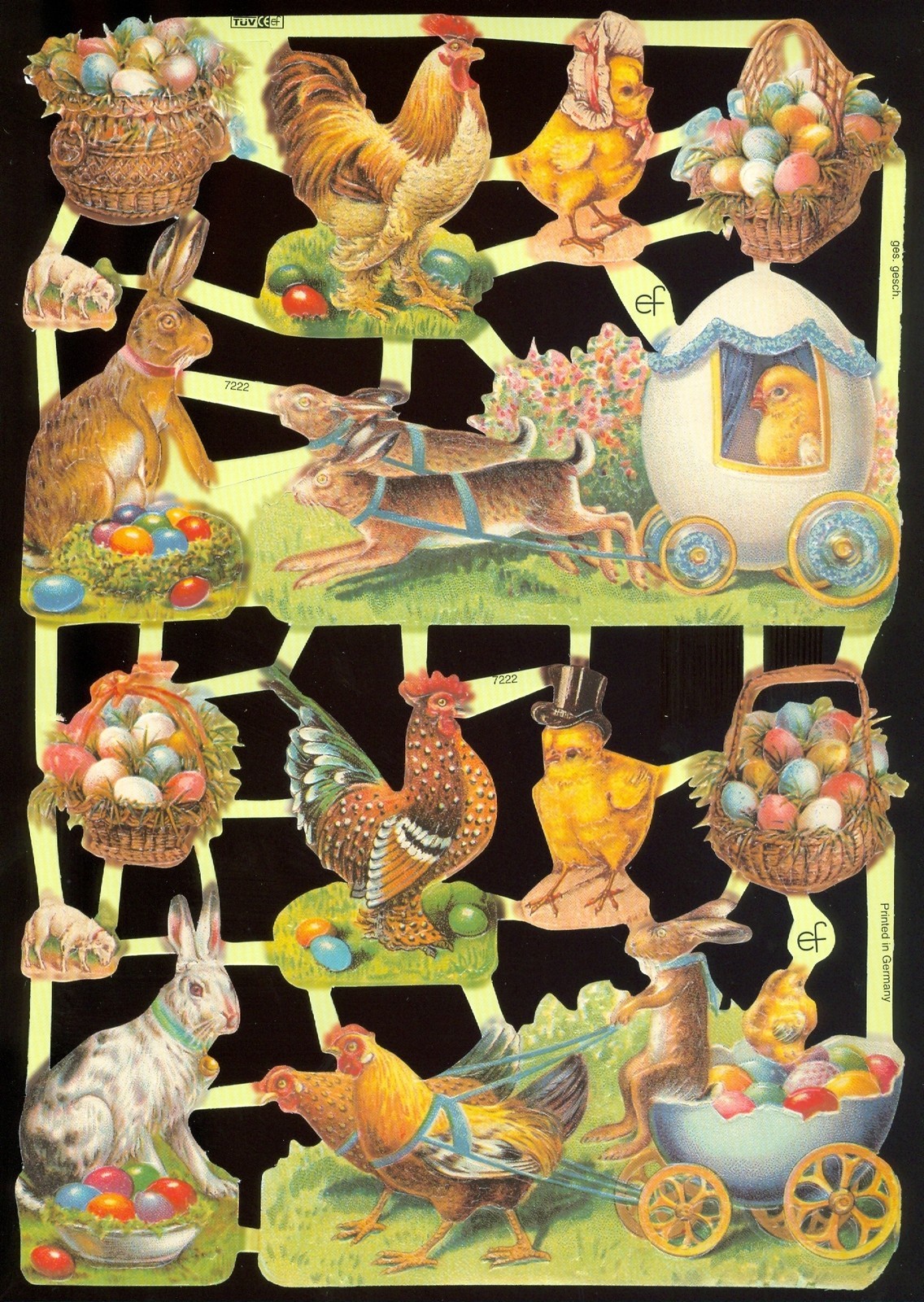 VICTORIAN STYLE DIE CUT PAPER SCRAPS EASTER THEME ef7222 GERMANY