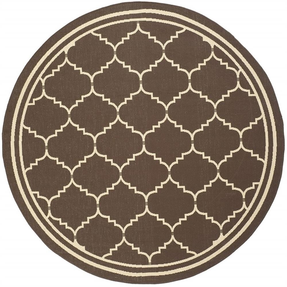 Pemberly Row Contemporary Indoor Outdoor Round Rug in Chocolate - 6'7"