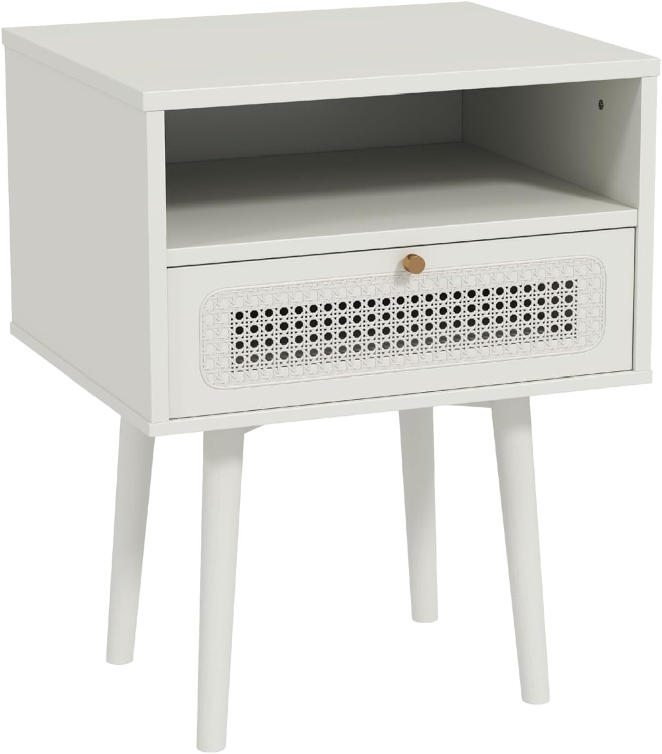 Chic Cream White Dual-Tier Nightstand & Side Table for Stylish Storage