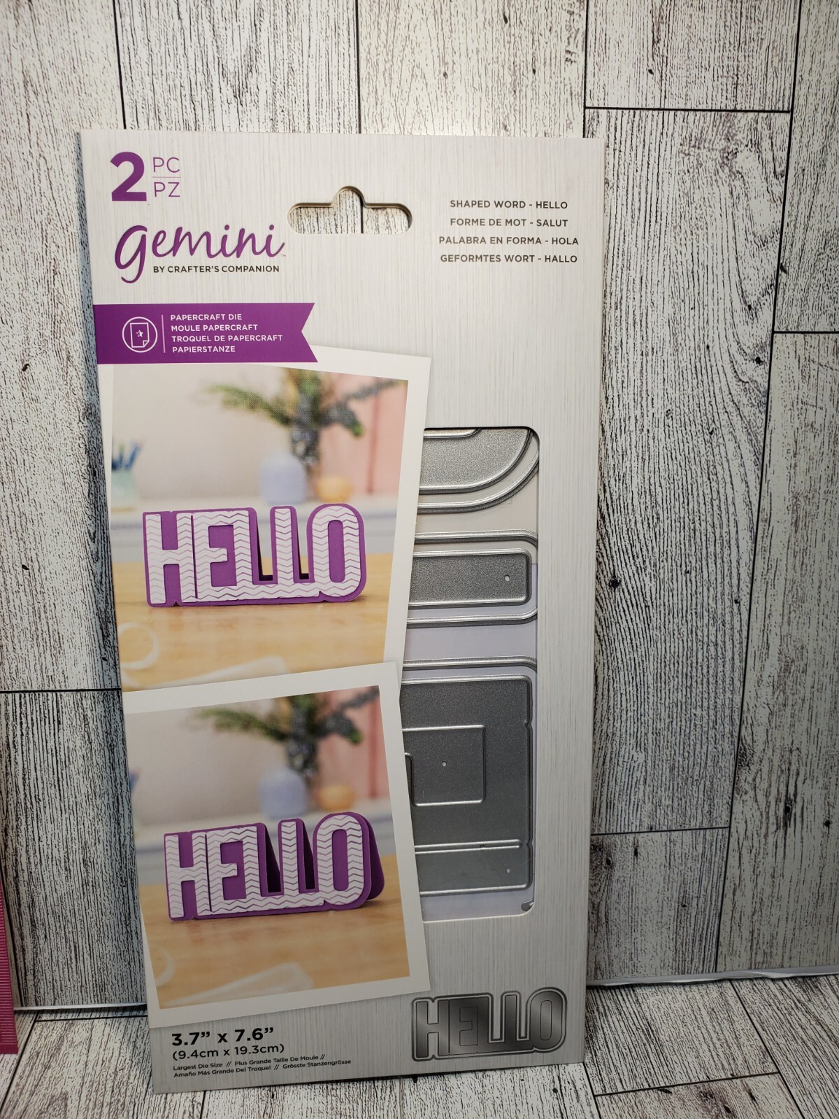 CC2 Crafters Companion Shaped Word Hello 2pc die set New 3.7" X 7.6"