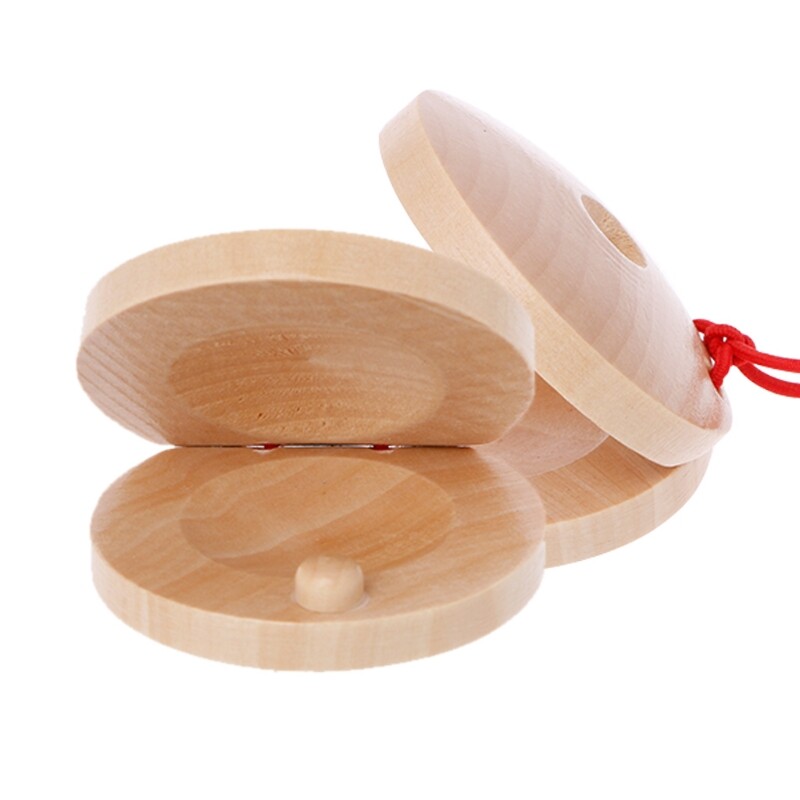 1 Pair Spanish Flamenco wood Castanets Percussion Rhythm Musical Instrument