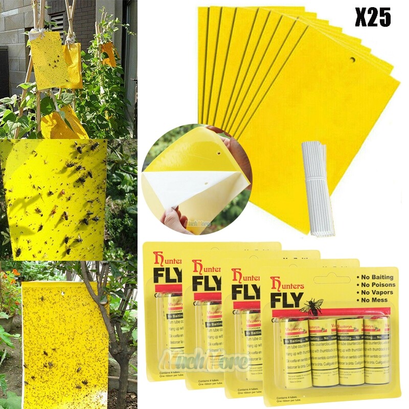 Insect Bug Fly Hanging Glue Catcher Killer Trap Ribbon Tape Strip Sticky Papers