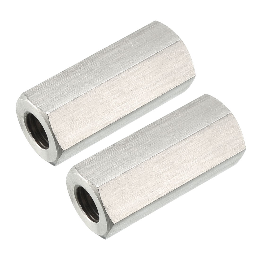 M10 X 1.5-Pitch 40mm Length 304 Stainless Steel Metric Hex Coupling Nut, 2-Pcs