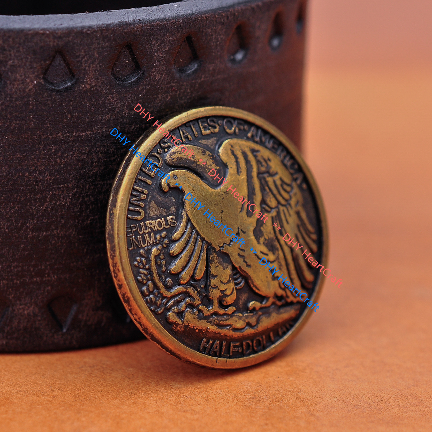 10X Retro Half Dollar Liberty Eagle Replica Leathercraft Conchos Set Screw Back