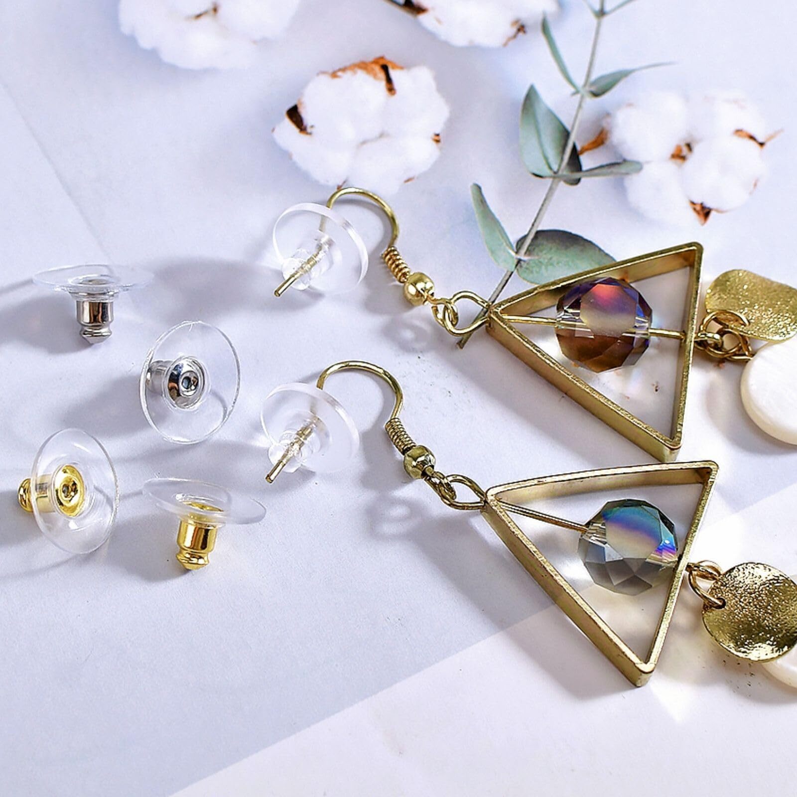 120Pcs Earring Backs Clutch Ear Locking w/ Pad for Studs Fishhook Heavy Earrings