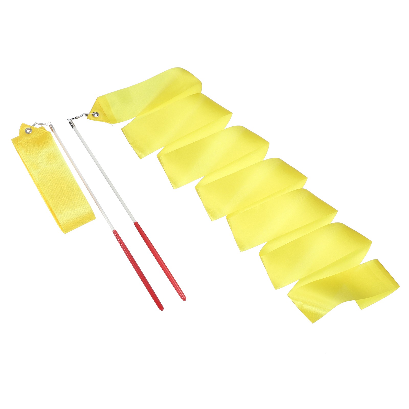 2 Pcs Dance Ribbons, 78.7" Rhythmic Dance Ribbon with Wands, Light Yellow