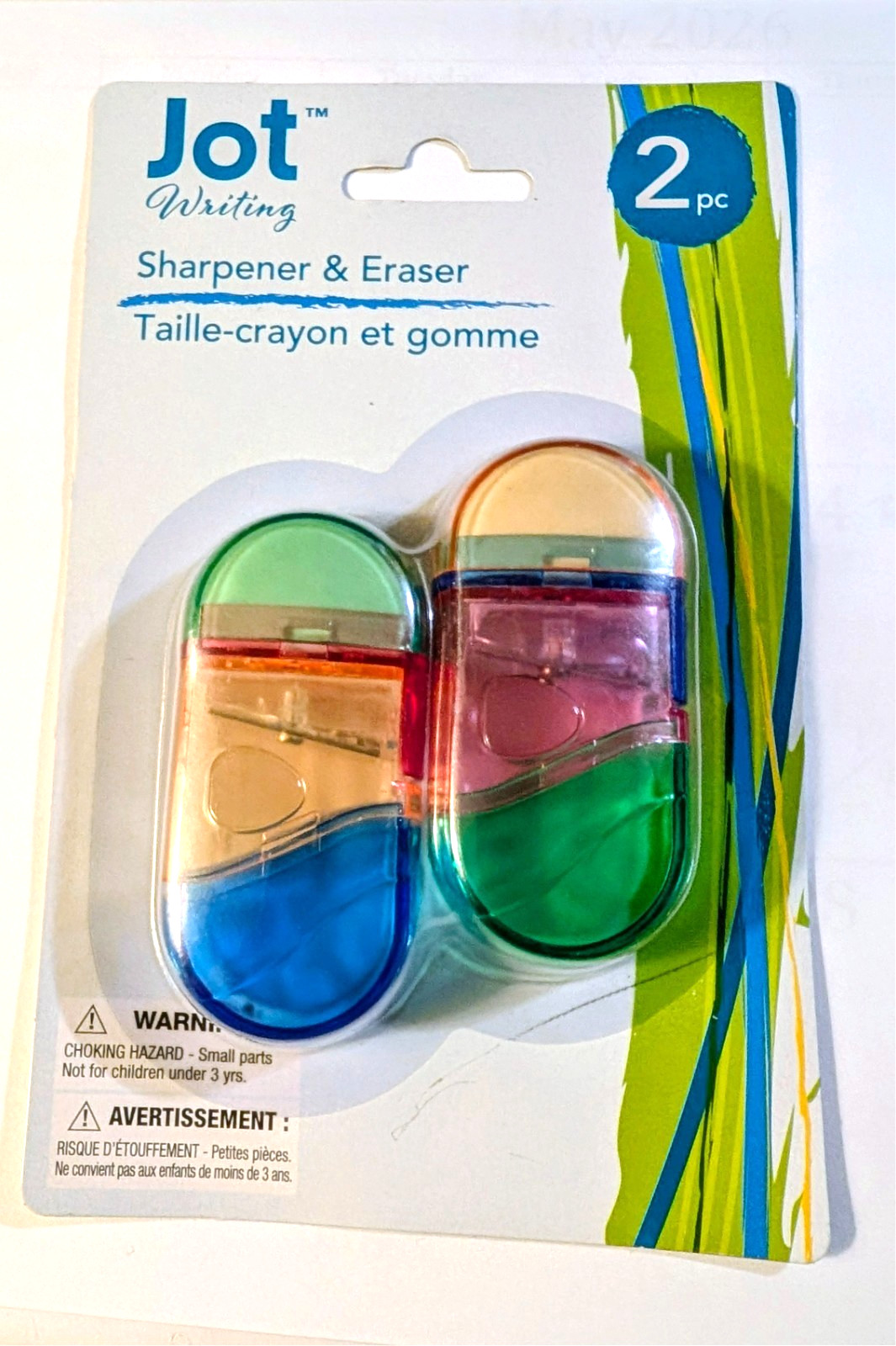 Jot 2 IN 1 Pencil Sharpener and Eraser Combo New Sealed