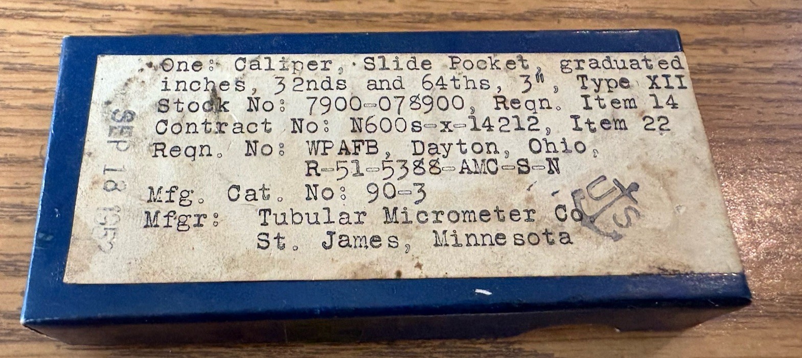 Vintage TUMICO #90-3, 3-Inch Steel Pocket Slide Caliper In Box
