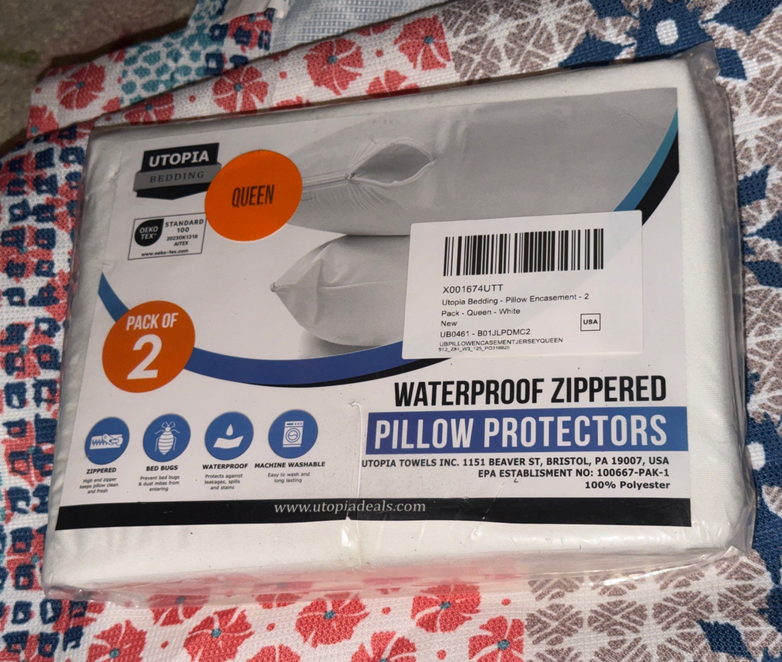 Utopia Bedding WATERPROOF ZIPPERED PILLOW PROTECTORS set of 2 pillow cases white