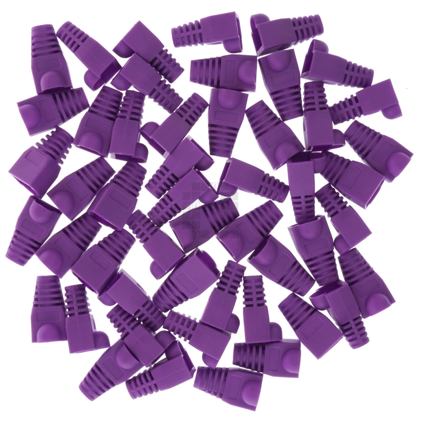 RJ-45 RJ45 Ethernet Strain Relief Boot Cover Purple for CAT5 CAT5E CAT6, 50 Pack