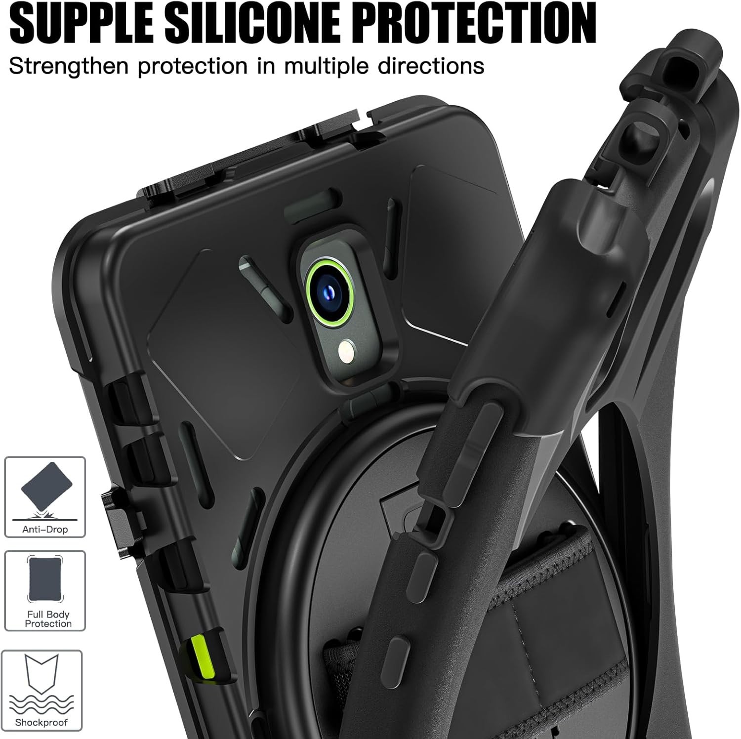 Samsung Galaxy Tab Active5/Active 3 8.0 Case, with 360 Stand, Handle Hand Strap