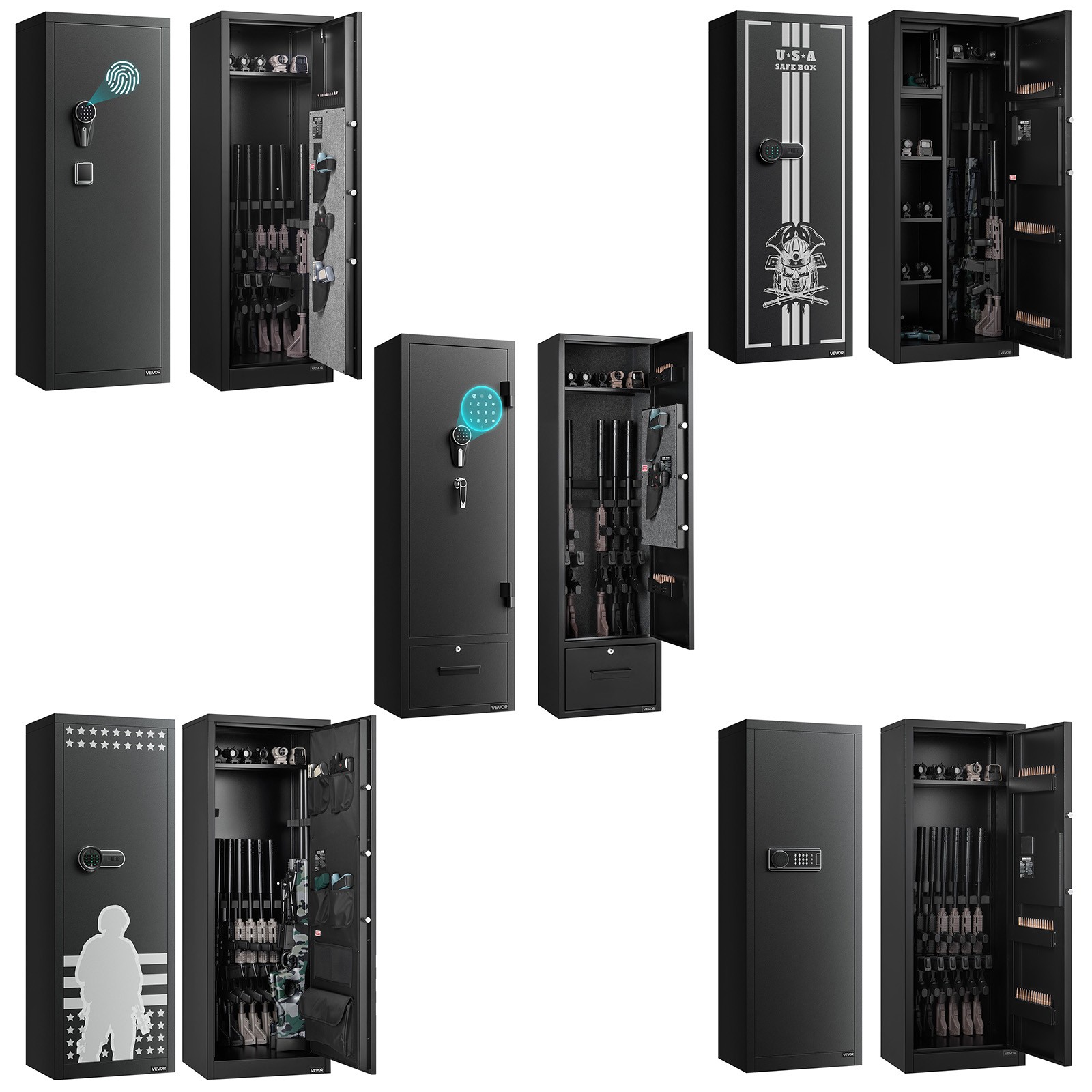 VEVOR 4-12 Gun Safe Long Gun Cabinet for Rifles & Pistols with Key and Password