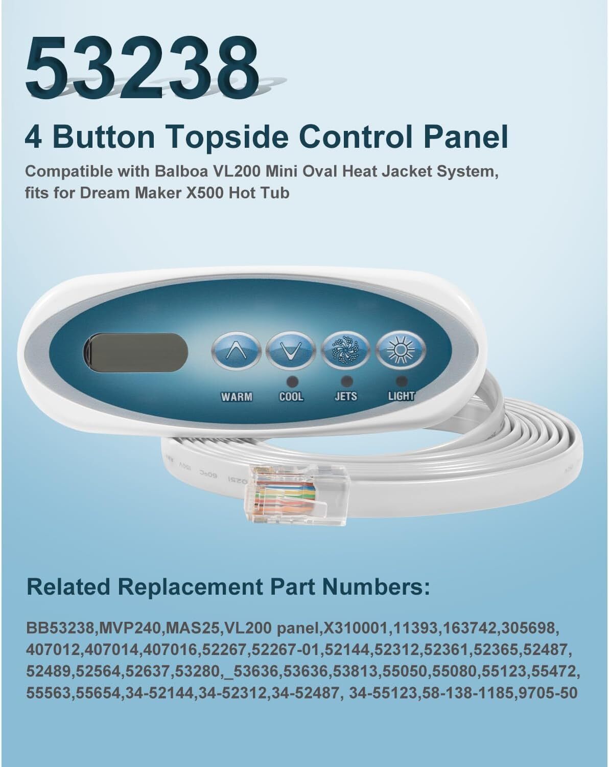 4 Button Topside Control Panel for Balboa Mini Oval Heat Jacket Systems 53238