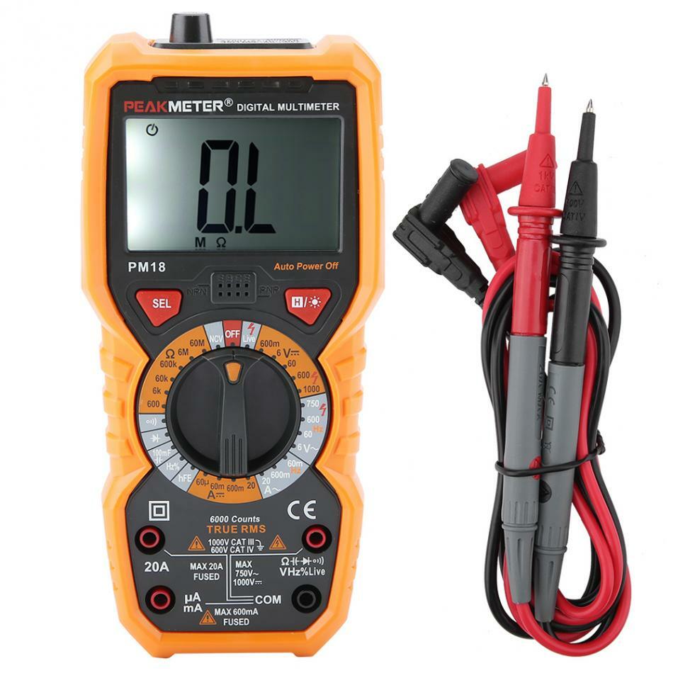 PEAKMETER PM18 T-RMS Digital Multimeter AC DC Voltmeter Cap Freq NCV HFE Tester