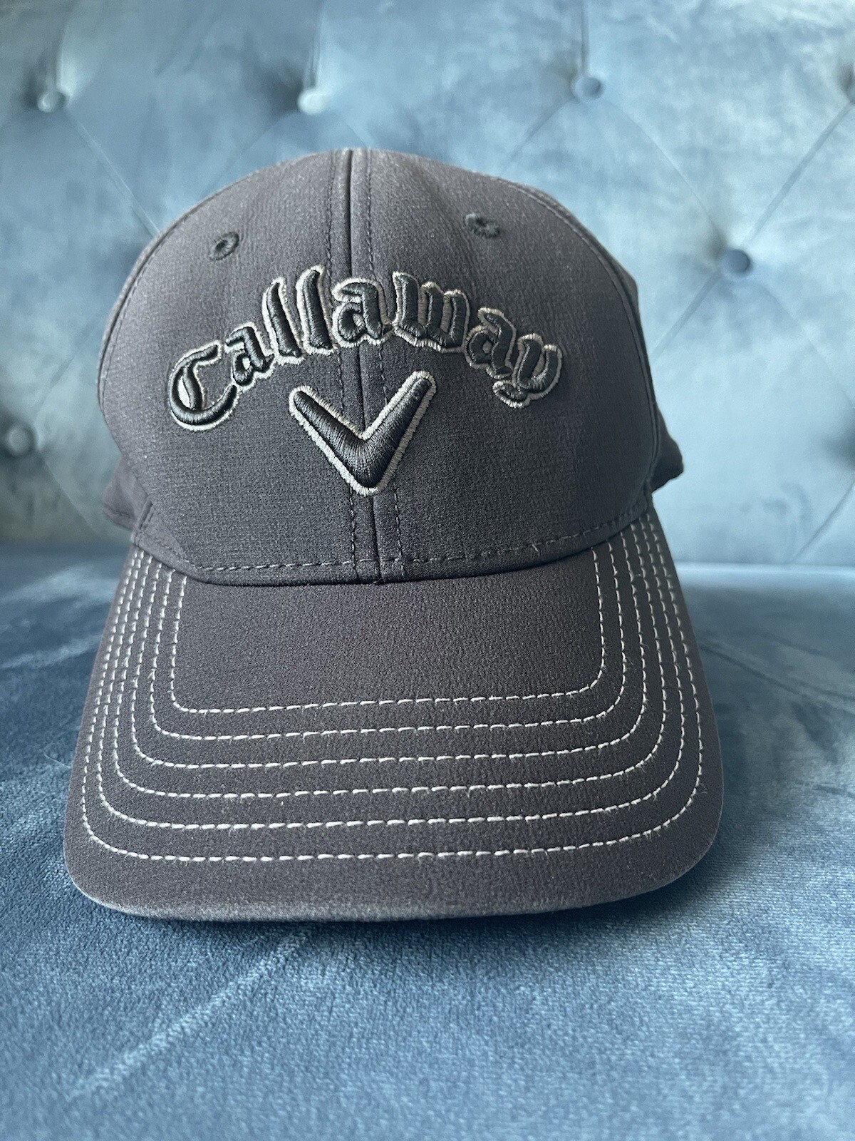 Callaway  Golf Hat Cap Black On Black White Shadow Logo Elastic A-Flex
