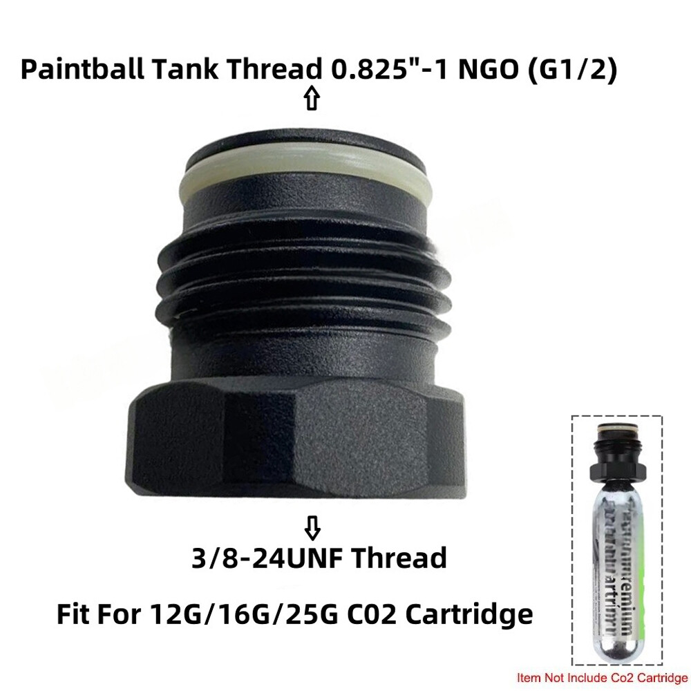 Threaded Cylinder 3/8-24UNF Thread to Paintball Tank Thread (G1/2-14) Convert