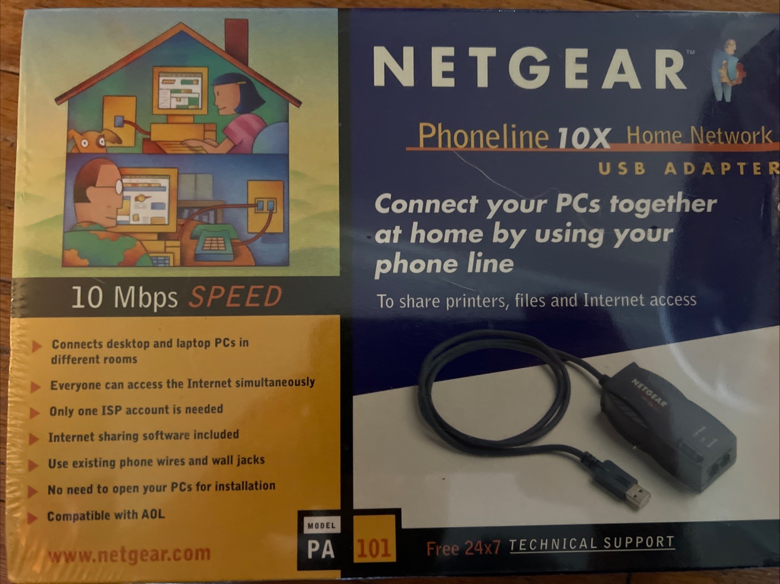 NEW Netgear PA101 Phoneline 10x Home Network USB Adapter SEALED IN BOX