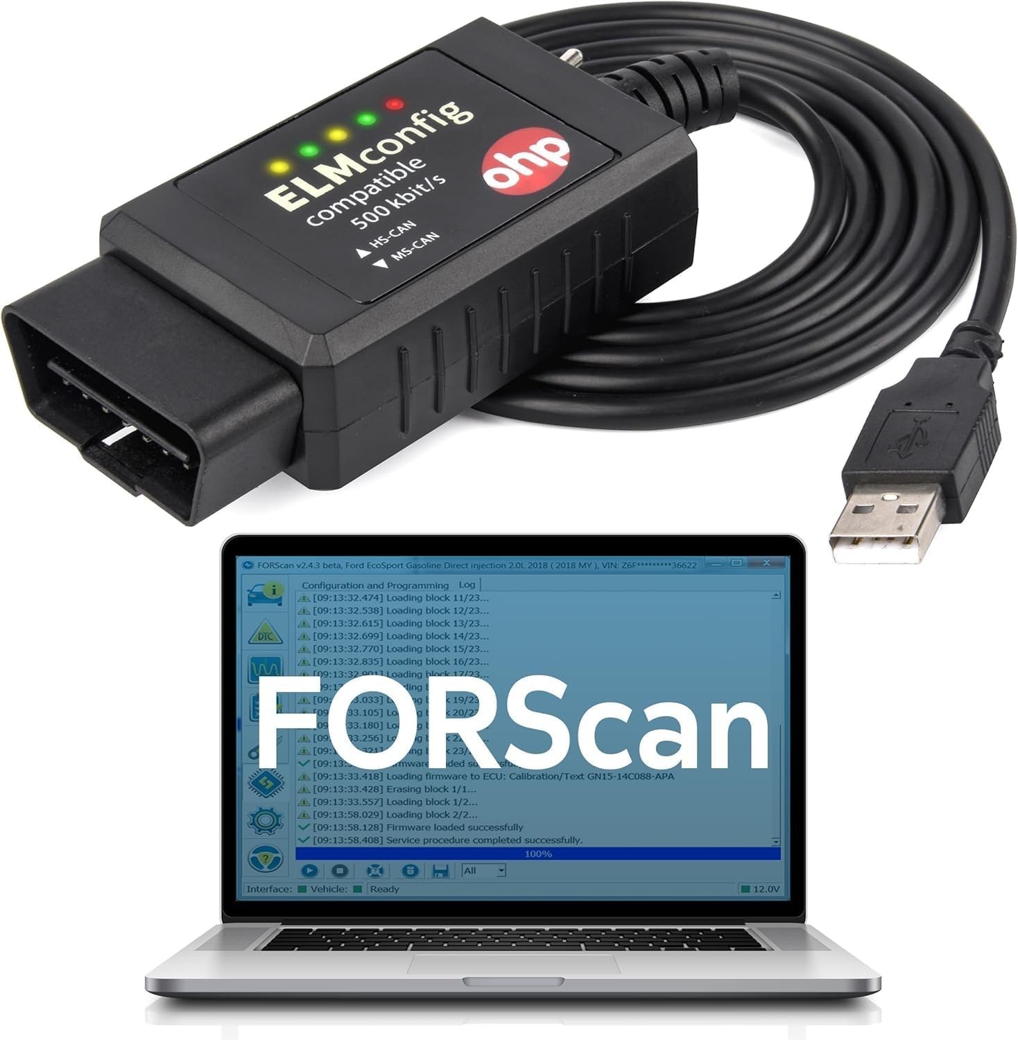 FORScan ELM327-based OBD2 to USB Diagnostic Scan Tool with MS-Can/HS-Can...