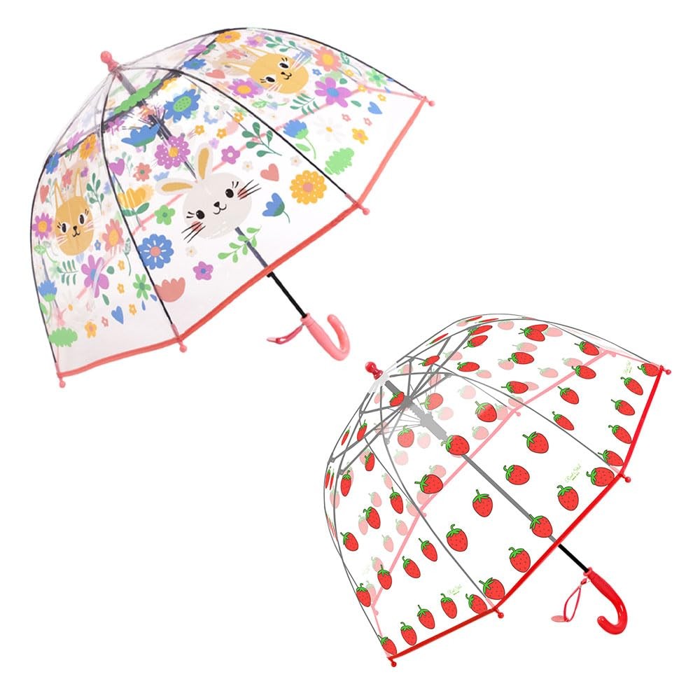 Kids clear Bubble dome type umbrella 2 pack (4 option) Easy Grip Curved Handl...
