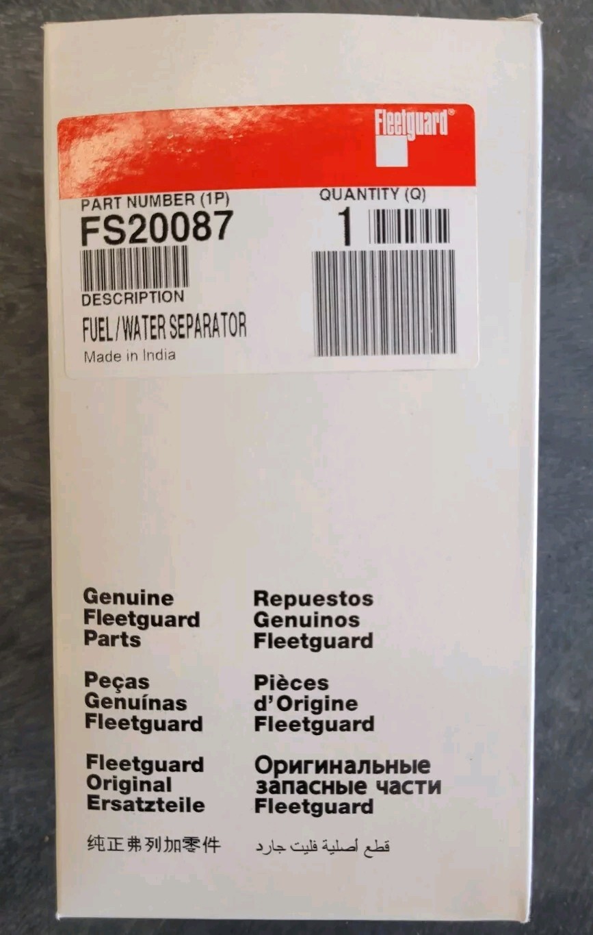 Genuine Fleetguard FS20087 Fuel Water Separator Filter. Brand New