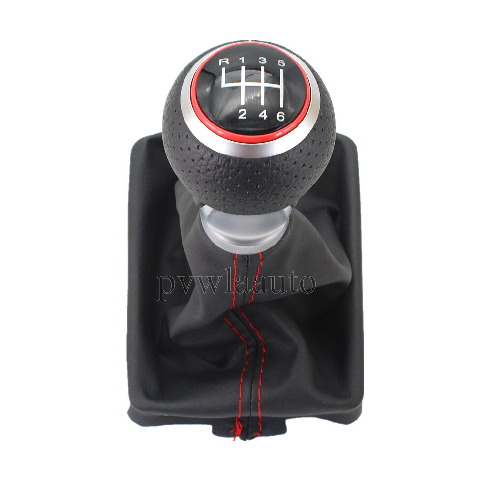 For Audi A4 S4 B8 S Line 2007-2014 6 Speed Gear Shift Knob Gaiter Boot Red Ring