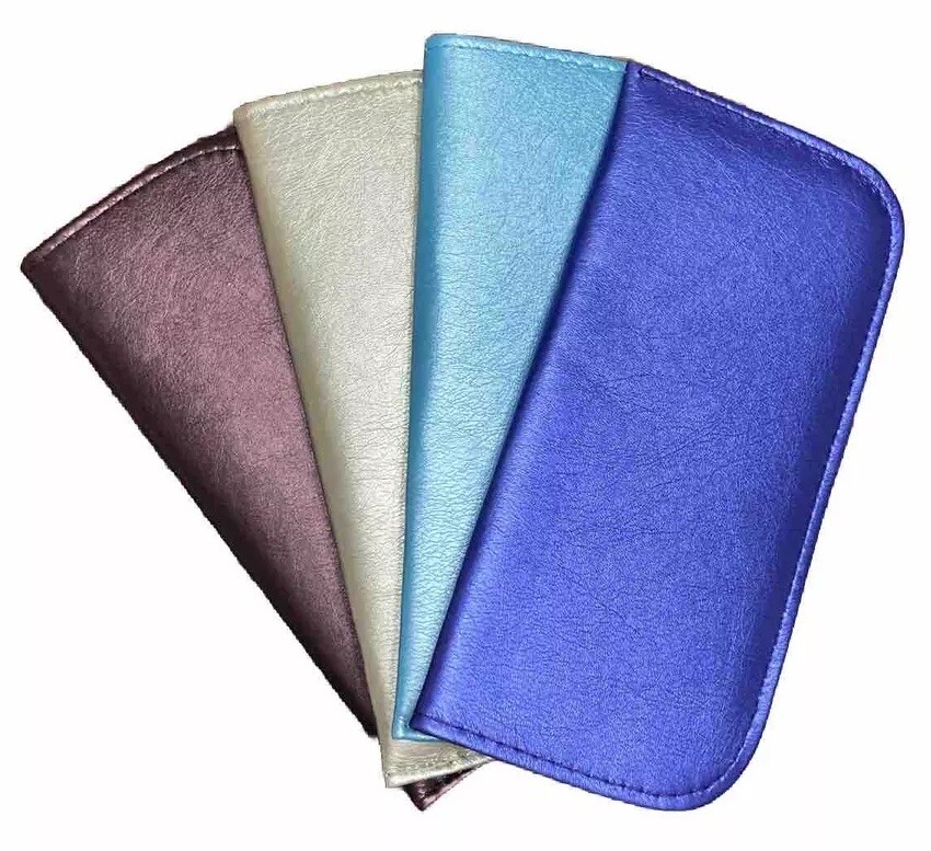 NEW Radiance Women's Soft Slip-In Eyeglass Case Qty 4 Blue Purple Brown Gold