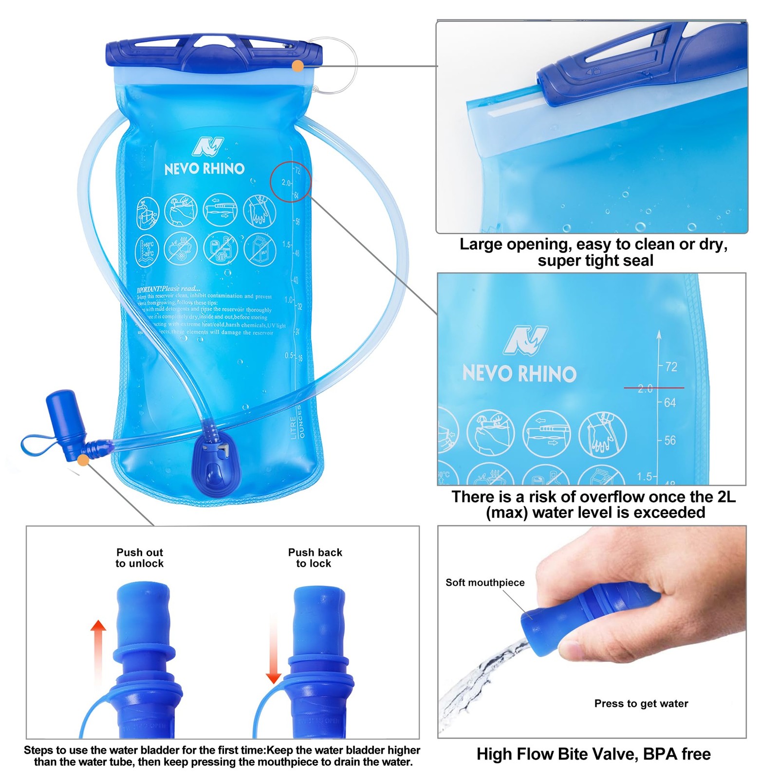 Lightweight Hydration Backpack, Running Backpack with 2L Water Bladder,