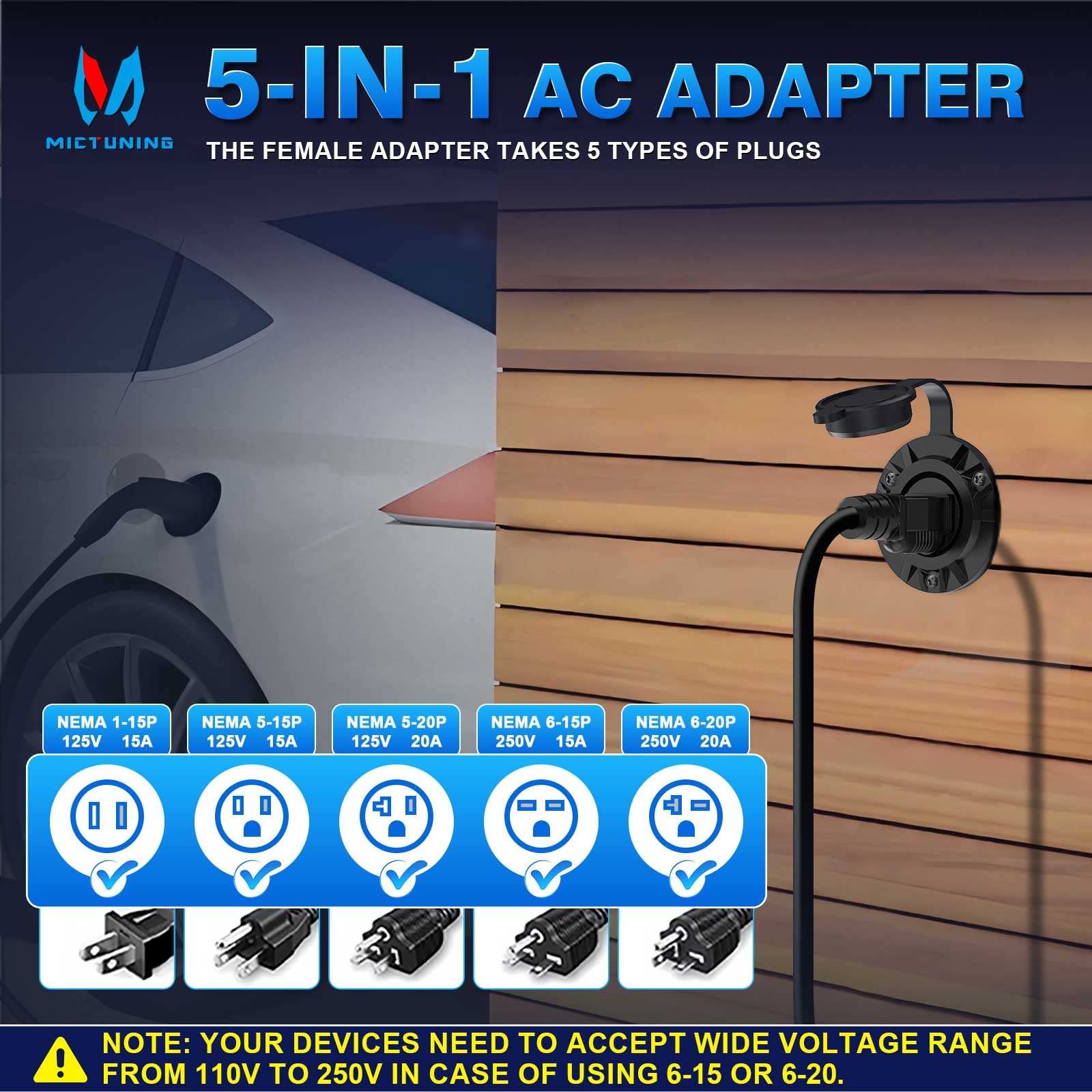 15A/20A Outdoor Power Outlet 125V Receptacle Kit with 20" Inch Extension Cord