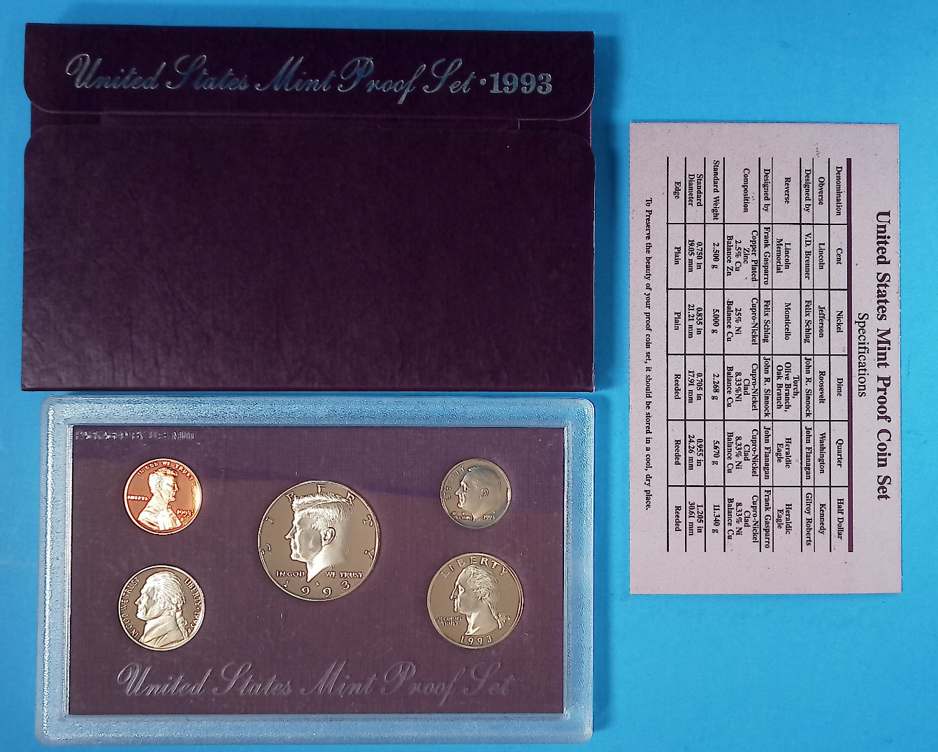 1993-S United States Mint Proof Set 5-Coins