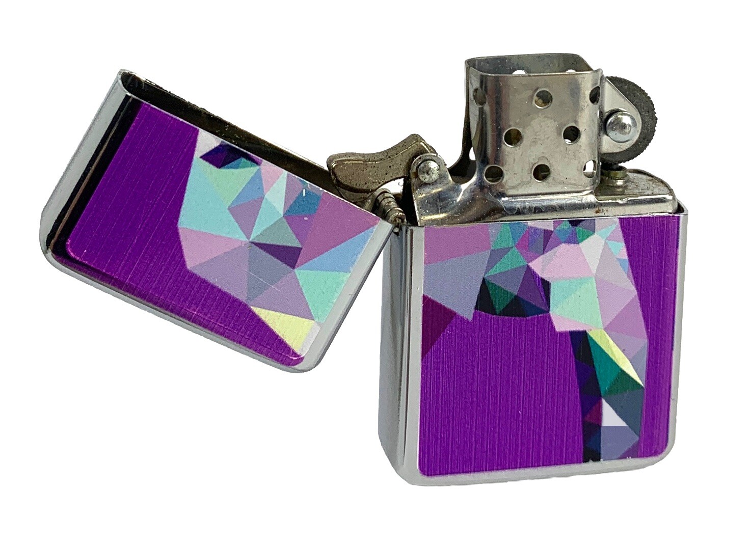 Elephant Abstract Art Africa Purple Flip Top Chrome Oil Lighter Wind Resistant