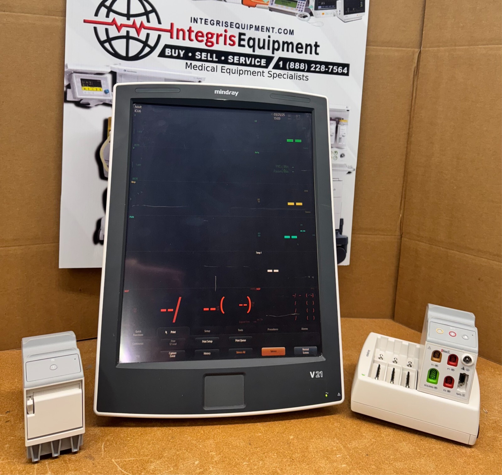 MINDRAY V21 Bedside Monitor - Refurbished Spo2, NiBp, Temp, IBP, ECG and Printer