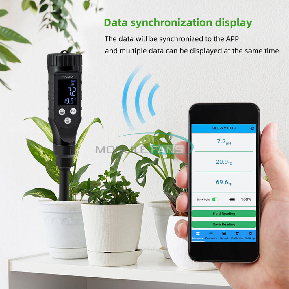 Smart Soil PH Meter 0.0~14.0pH Bluetooth Soil Data Logger Temp Acidity Analyzer