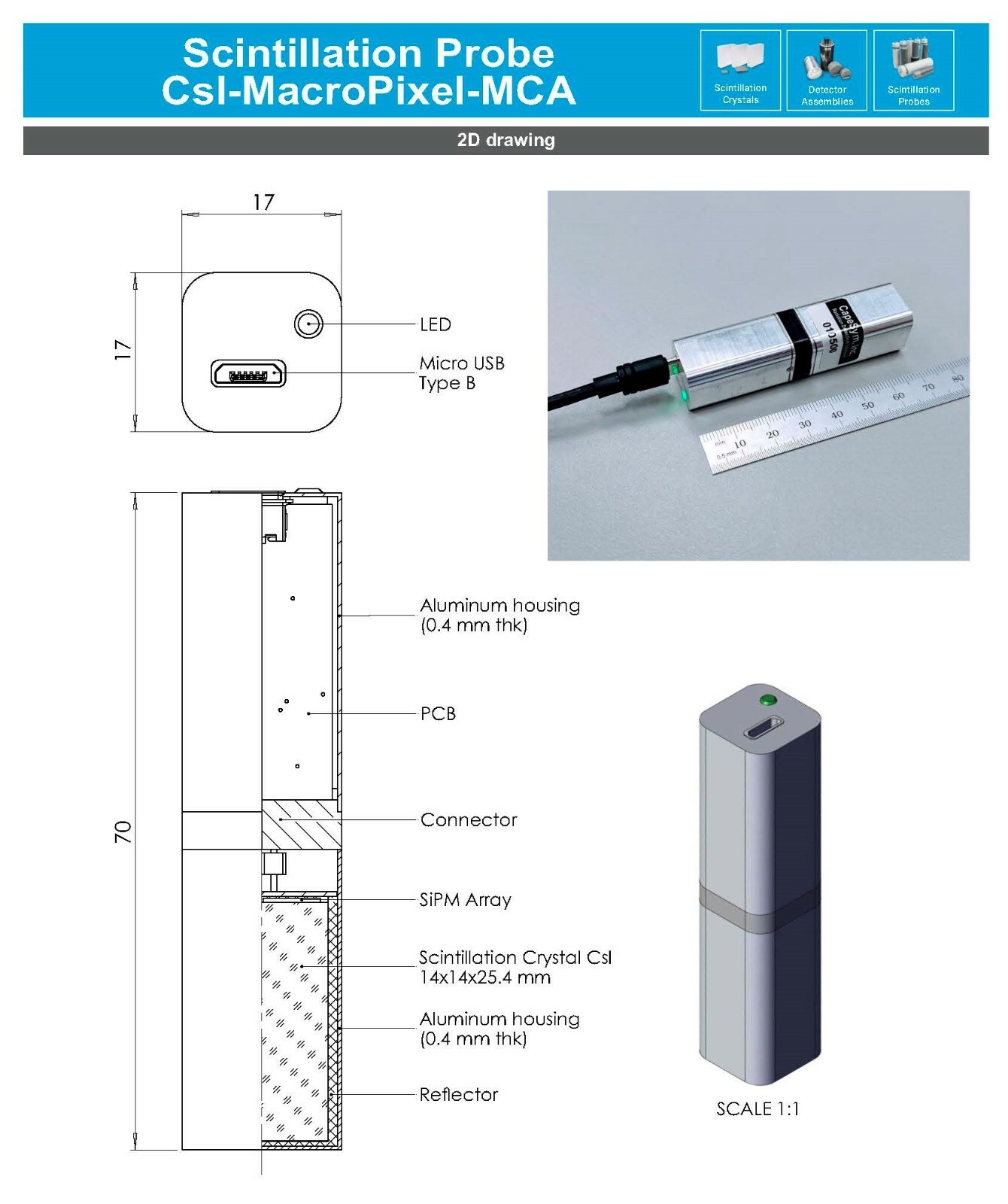 5.6% Solid state CsI Scintillation Gamma Spectrometer with digital MCA