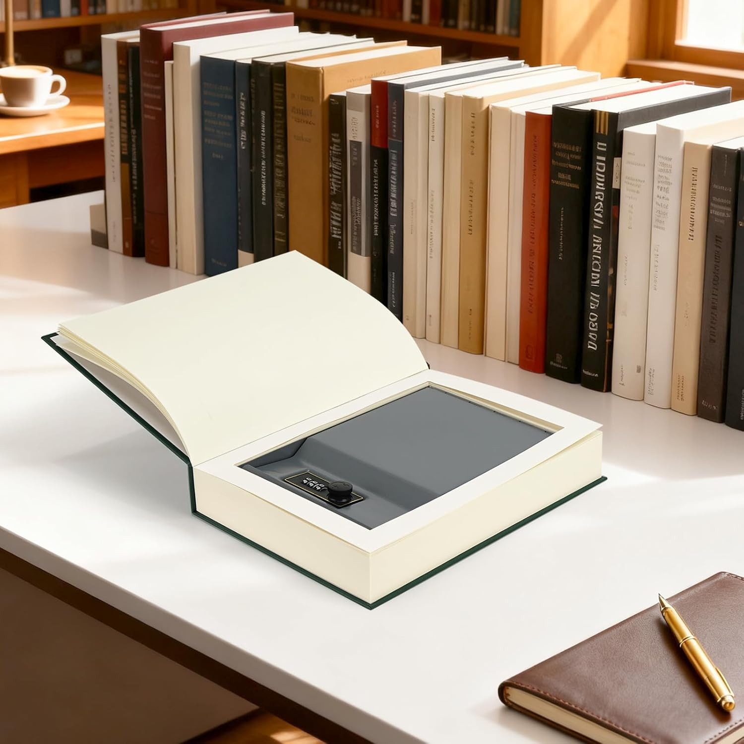 Large Decorative Book Safe with Combination Lock, 10.82"×7.67"×1.77" Hidden Stor