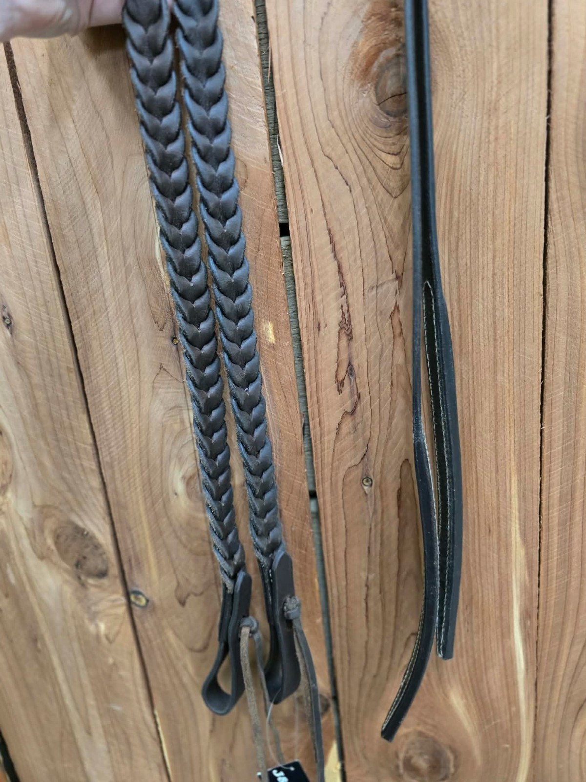 8' Oiled Braided Split Reins with Weighted Ends 5/8"