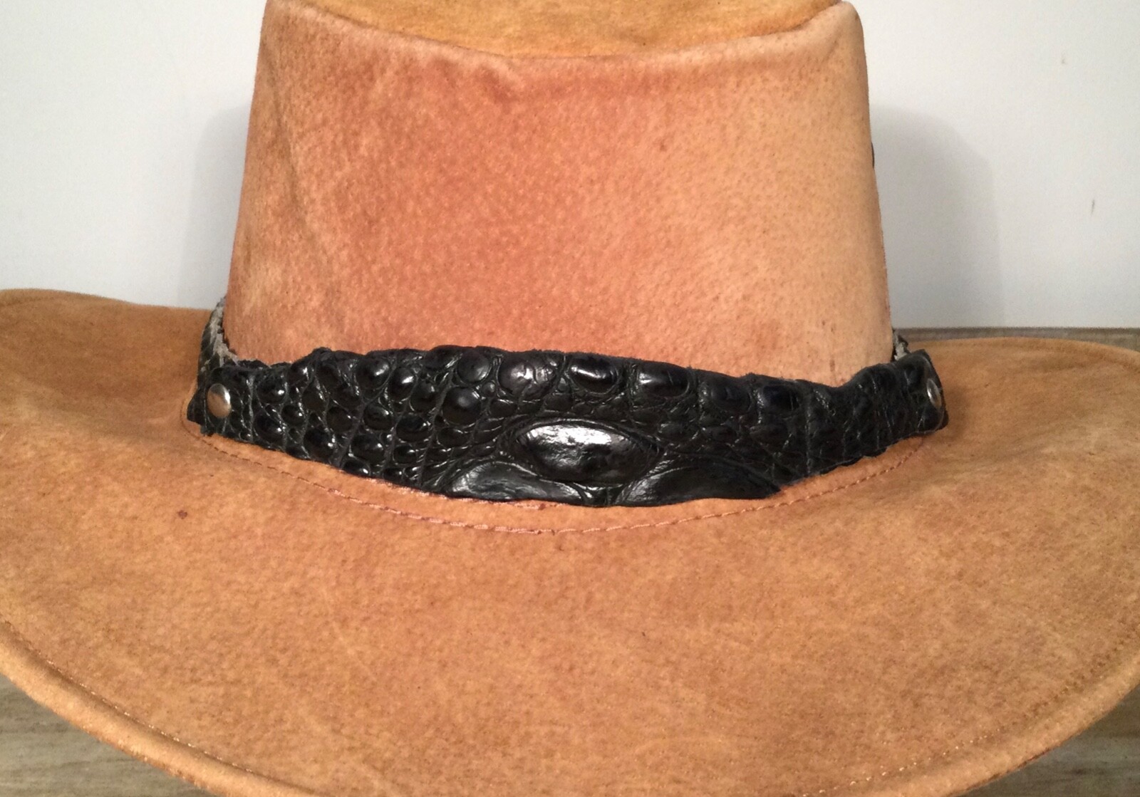 Genuine crocodile  Leather belly skin  hide hat band  exotic unique stunning