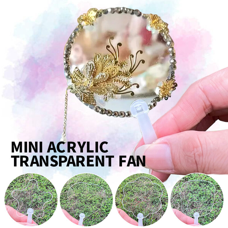50pcs Cute Mini Transparent Fan Blanks 5CM Sheet DIY Craft Supplies Party Favors