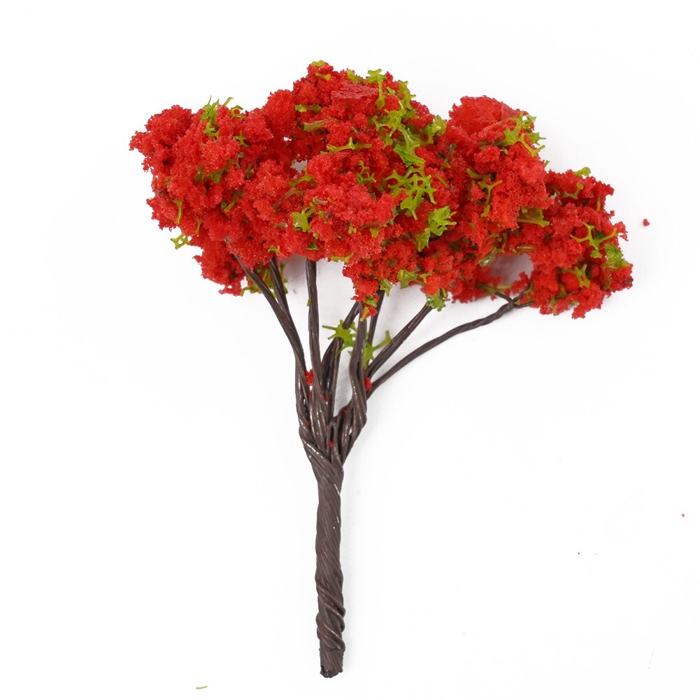 10X Red Flowers Model Trees Model Train Diorama Garden Scenery 4cm Flower Tree