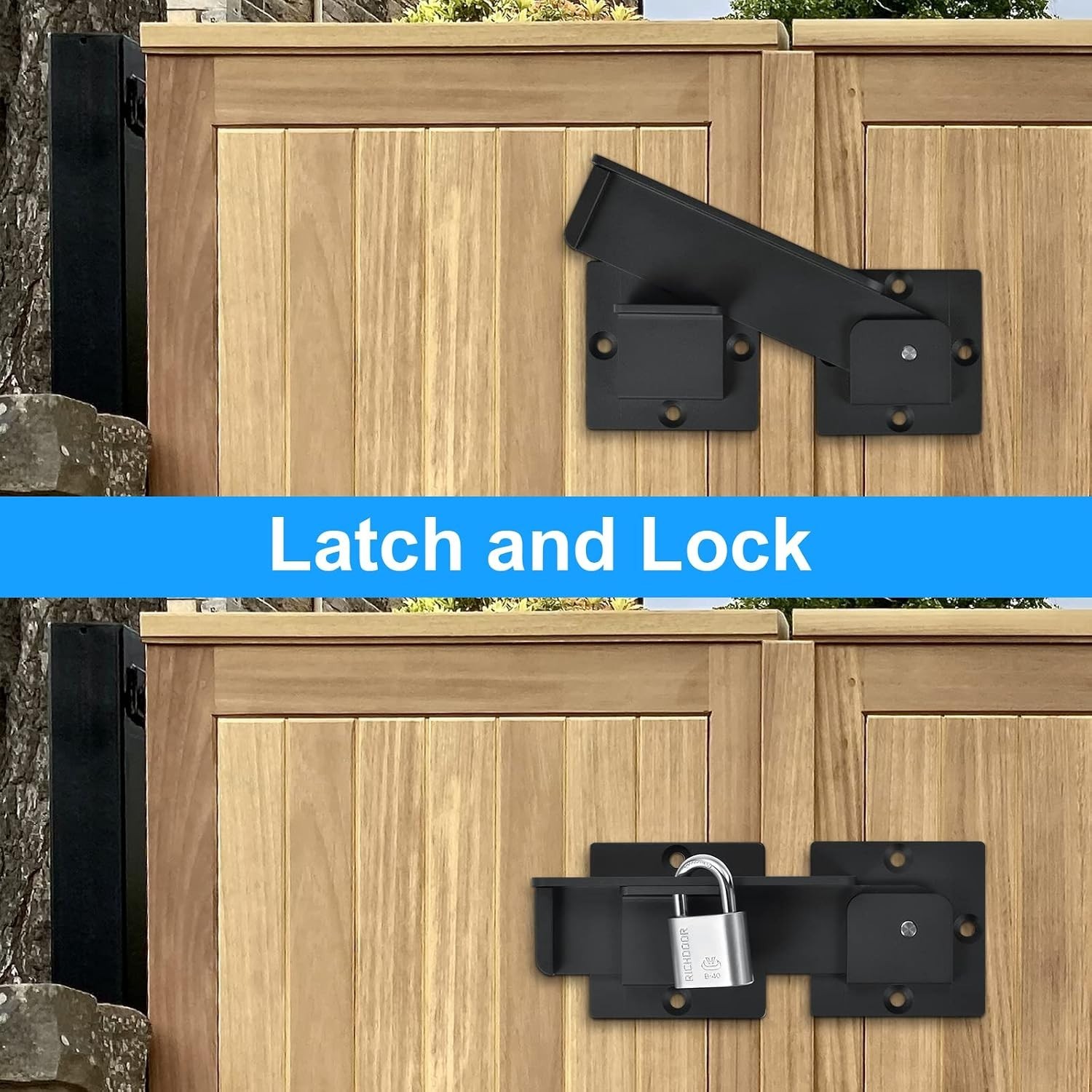 Solid Aluminum Alloy Gate Lock with Padlock Hole